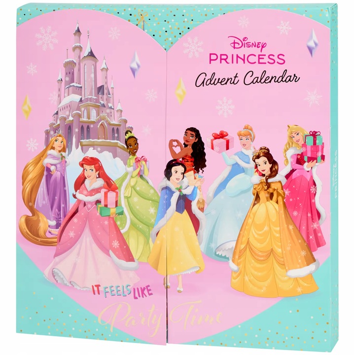 Адвент календар Disney Princess, 24 козметични аксесоара, многоцветни, за деца 3+