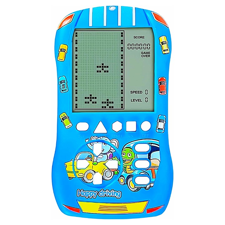 Consola de jocuri Retro Tetris cu Ecran Mare Brick Game Portabil de Buzunar Joc Clasic Tetris Albastru SprintMag®
