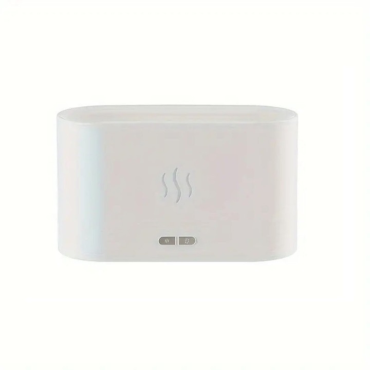 Difuzor Aromaterapie si Umidificator cu Efect Flacara si Ultrasunete, 3 in 1, 180ml, LED, 10.1x17.1x7.5cm, Alb