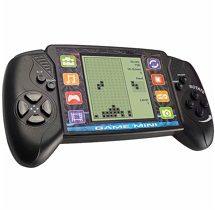 Consola de jocuri Retro Tetris cu Ecran Mare Brick Game Portabil de Buzunar Consola joc clasic Tetris Negru SprintMag®
