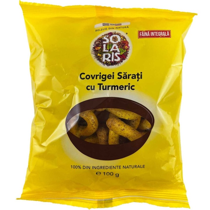 Kurkumás sózott perec, adalékanyag nélkül, tartósítószer nélkül, 100% természetes, 100g, Solaris Plant