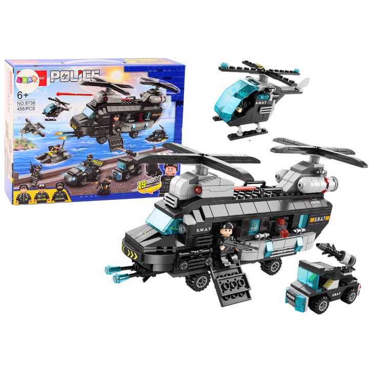 Конструктор LEAN TOYS, 456 елемента, тема специални единици, многоцветен, 30x23x9cm