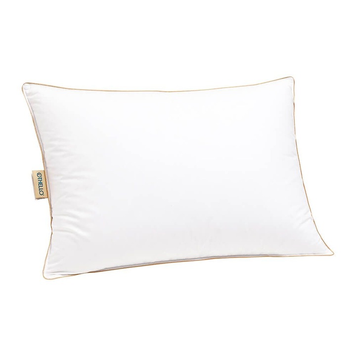 Perna PIUMA 50x70 cm, material husa 100% bumbac, umplutura 30% puf, 70% pene gasca, alb