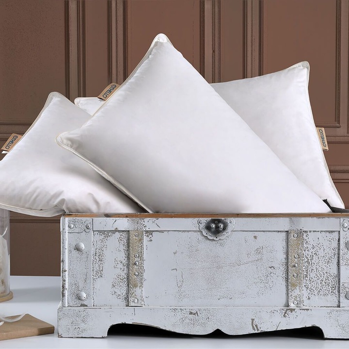 Perna SOFFICA 50x70 cm, material husa 100% bumbac, umplutura 5% puf gasca, 95% pene gasca, alb