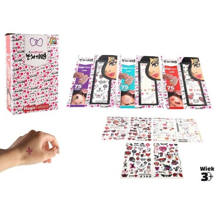 75 db-os ideiglenes tetoválás készlet, Pro Kids, különböző minták, többszínű