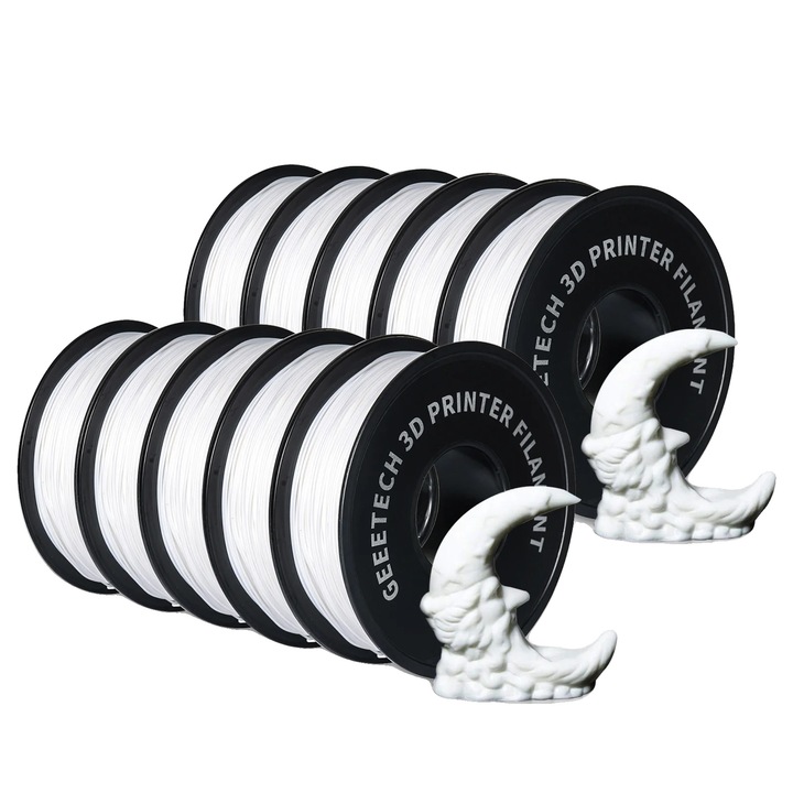 Filament PLA 1.75mm, set 10 bucati, alb, biodegradabil, rezistent