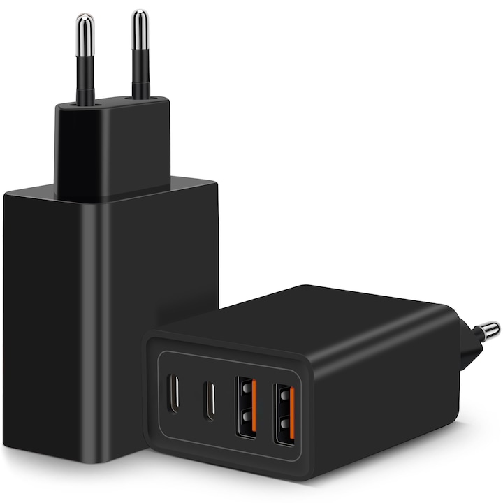 Incarcator pentru telefon mobil si tableta, MOGU, adaptor PD dublu de incarcare rapida de 120 W, 2USB+2PD, negru