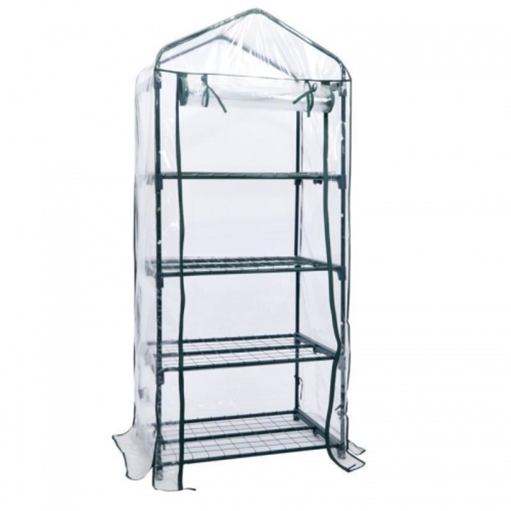 Sera Verdemax Azalea cu 3 Rafturi, 70x50x125 cm, transparenta, usa cu fermoar