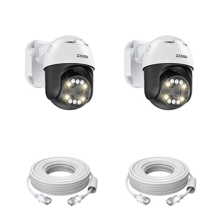 Camera de supraveghere, 8MP, detectie vehicule, alb, set 2 bucati