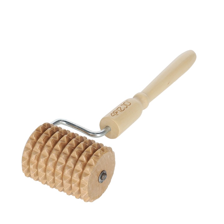 Role de masaj din lemn, 4FIZJO, universal, usor si compact, cu crampoane, anti-celulita, relaxare, pentru saloanele de masaj, precum si pentru autoutilizare la domiciliu, design durabil si durata lunga de viata, 22.5 x 6.5 cm, Bej