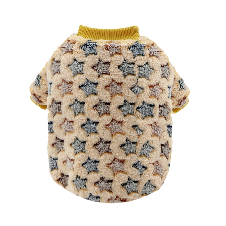 Bluza cocolino pentru caini, imprimeu stelute, MDL-2403, bej, S