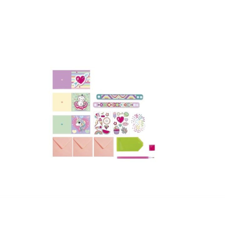 Set creativ DIY, Pictura cu diamante, Bratari si felicitari, Grafix