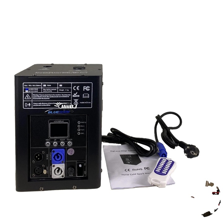 Masina de Foc Rece, 750W, Control Remote, Inaltime Spray 1-5m, Alb, Set 1 Masina