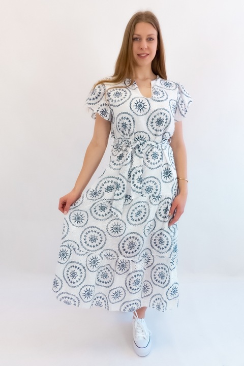 Rochie dama, NeliNo, Bumbac, Alb/Albastru, One Size INTL