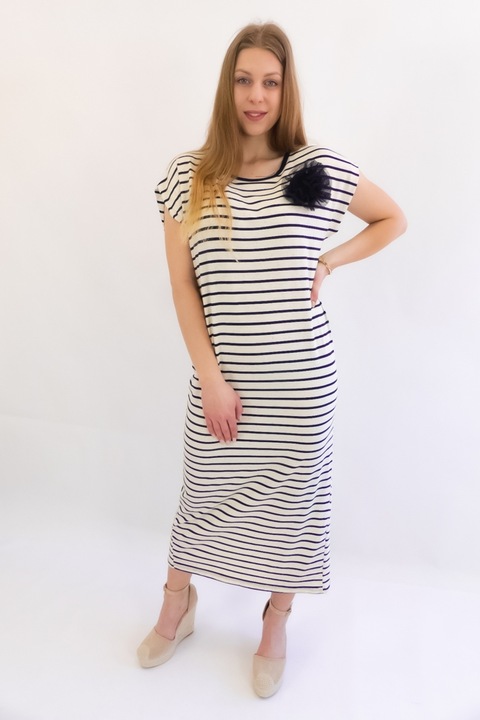 Női ruha, NeliNo, Viskóz, Bézs/Sötétkék, gy méretINTL