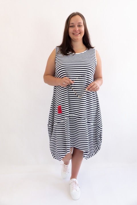 Női ruha, pamut, fehér/fekete, egy méret INTL