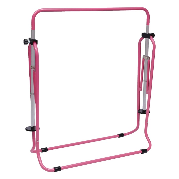 Bara de gimnastica, design pliabil, inaltime reglabila, roz