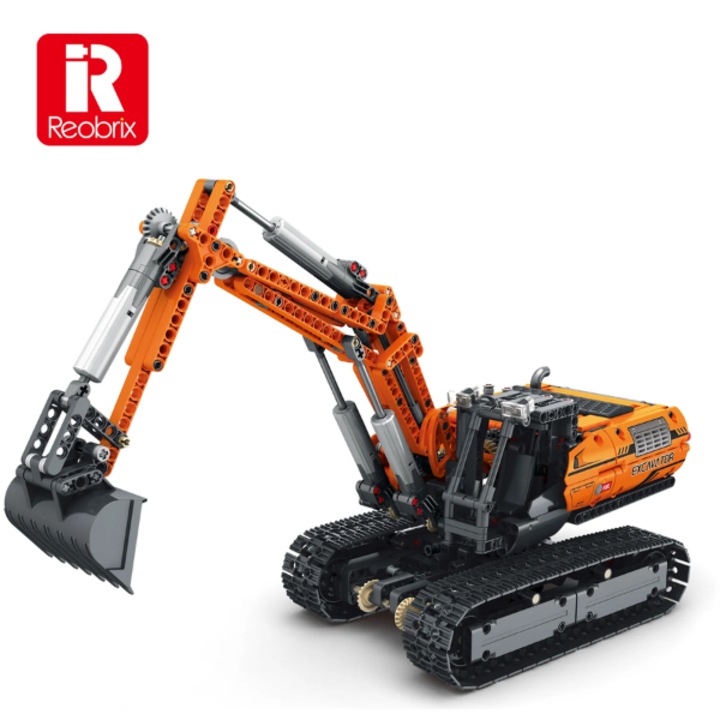 Конструктор Reobrix Dynamic Excavator, 1106 части, 49x38x10cm, черен/оранжев