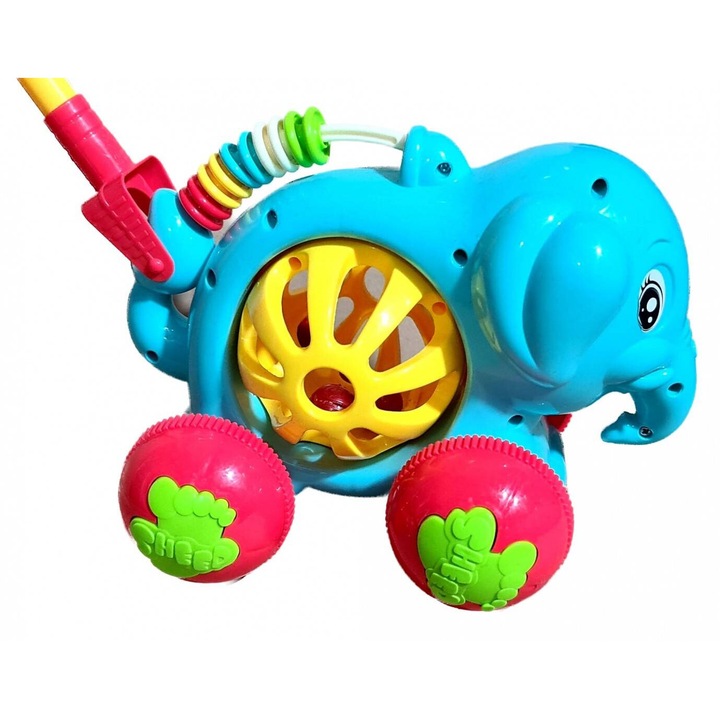Играчка за бутане, слонче с регулируема пръчка, 21 см