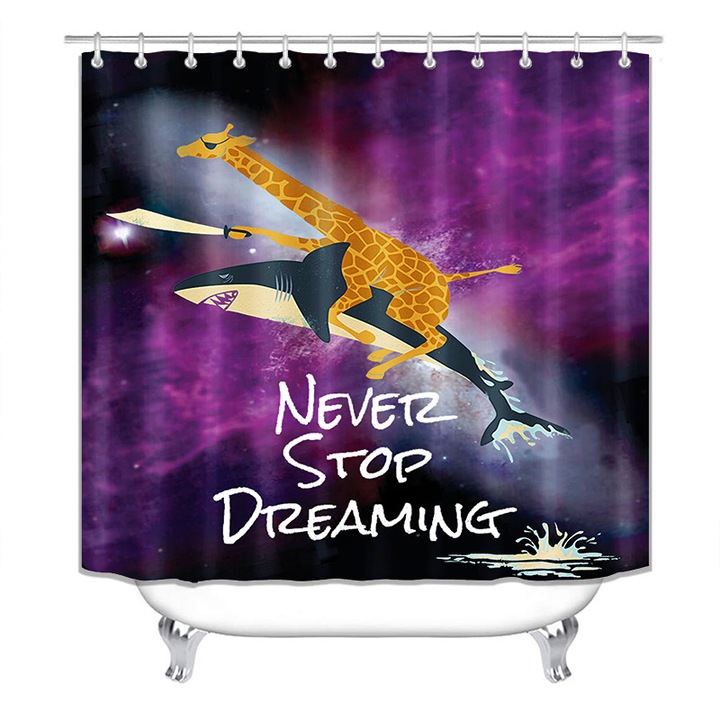 Egyedi cápa mintás zuhanyfüggöny, Enforose, penészálló, 180x200cm