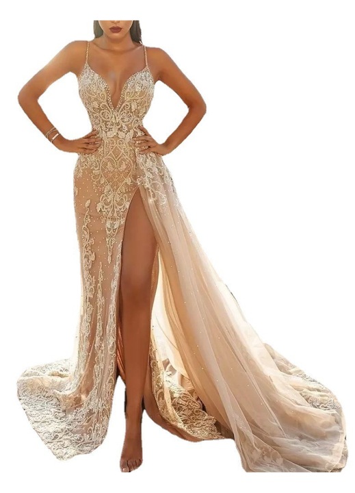 Rochie Eleganta De Petrecere Pentru Femei, Cozevdnt, Poliester, Crem