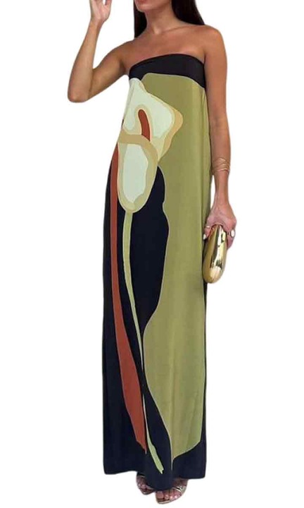 Rochie de dama, lunga, Cozevdnt, Sintetic, Verde