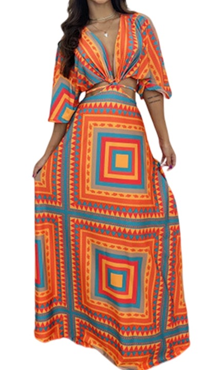 Макси рокля от полиестер, Многоцветен