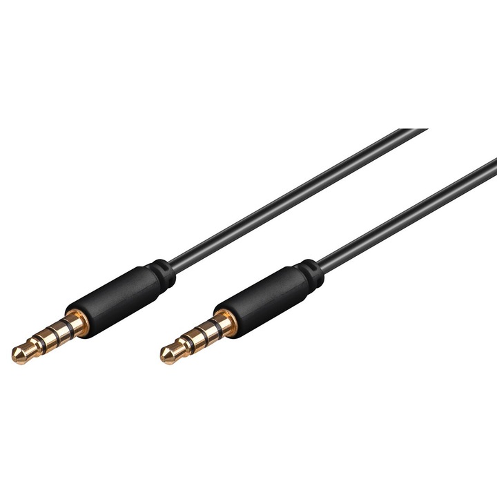 Cablu audio AUX, 3.5 mm stereo, 4 pini, 1 m