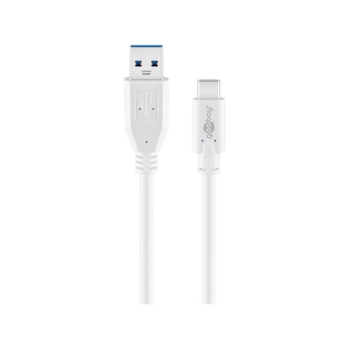 Кабел USB-C към USB-A 3.0, Goobay, 0.5 м, бял