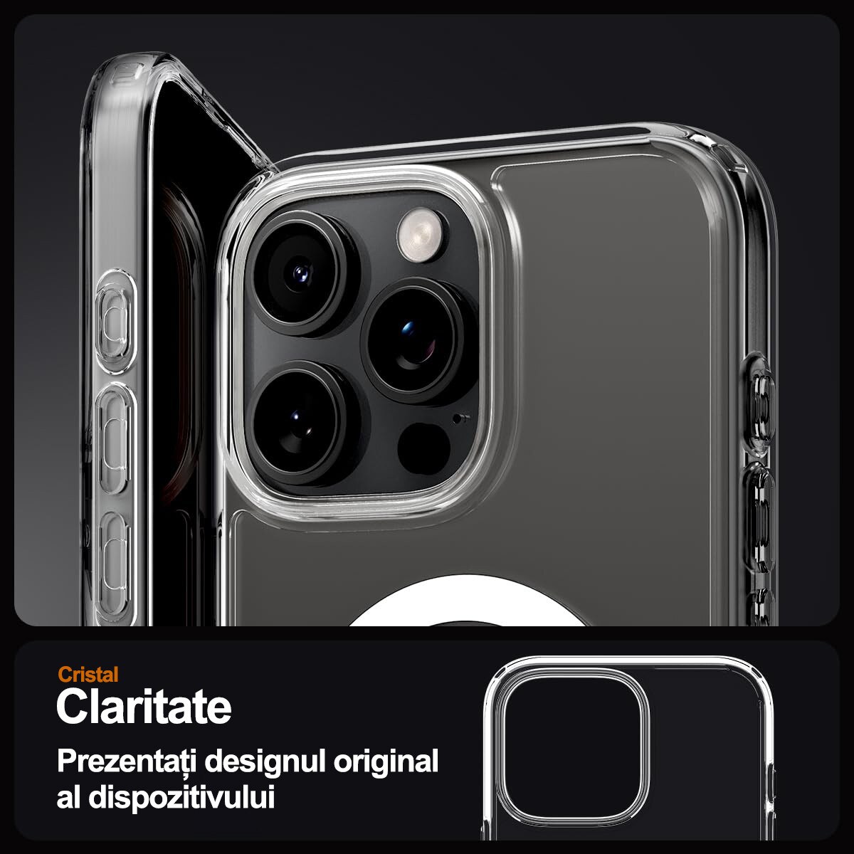 Husa de Protectie, Compatibil iPhone 16 pro max, MOGU, impermeabil, Antizgarieturi, Anticadere, Anti-coliziune pe patru laturi si absorbtie a socurilor, Grosime 1, 5 mm, transparent
