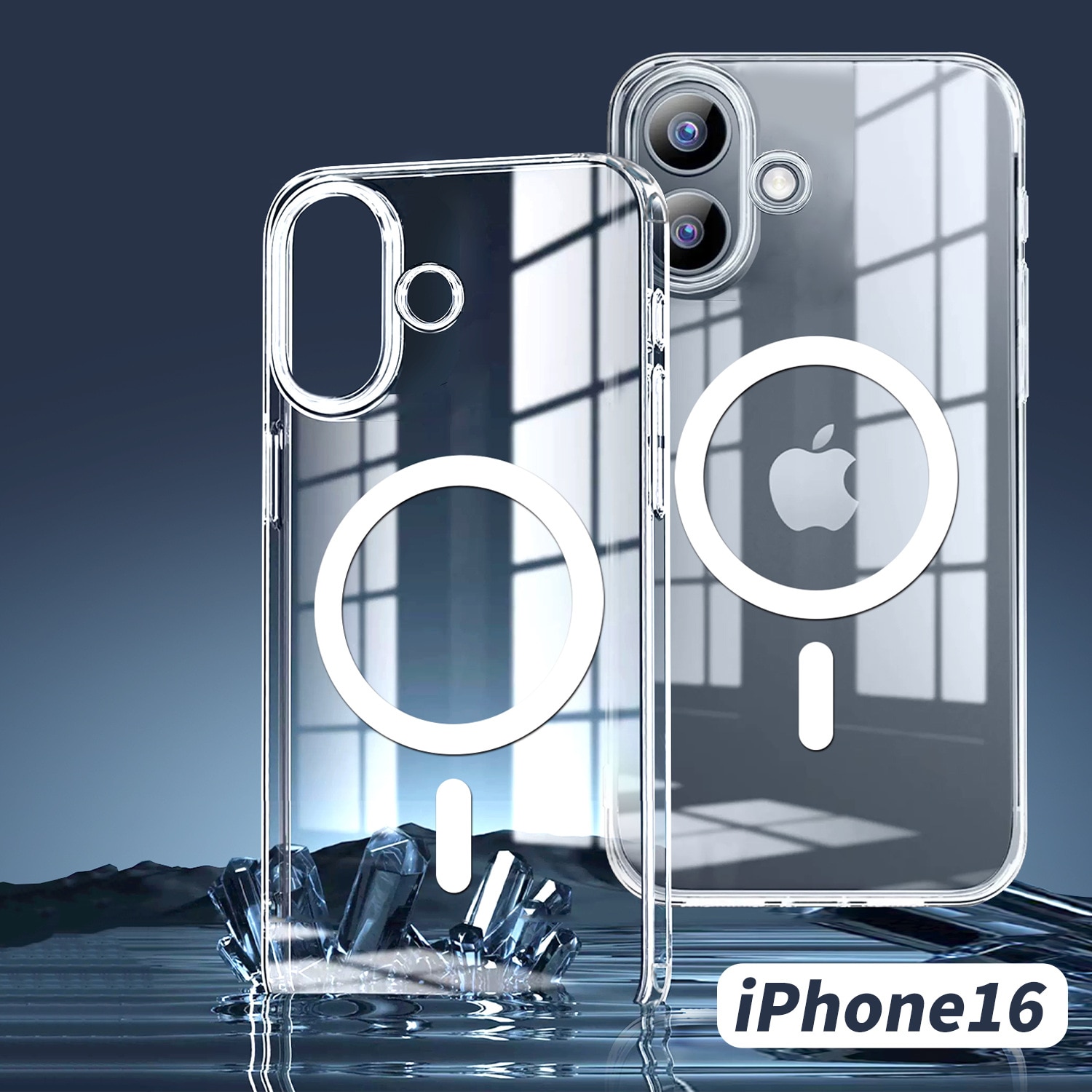 Husa de protectie, MagSafe, MOGU, compatibila cu iPhone 16, impermeabila, rezistenta la zgarieturi, airbag anti-cadere, absorbtie de soc anti-coliziune pe patru fete, din material PC+TPU pentru rezistenta la ingalbenire, grosime 1,5mm, transparenta