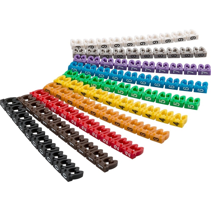 Cabluri Plastic Colorate Set 10 marcaje pentru cabluri, multicolor, pentru cabluri cu diametru ...