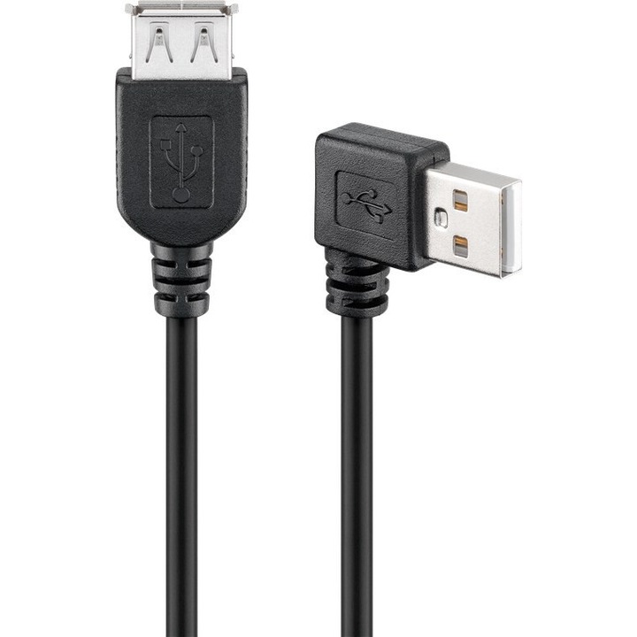 Hosszabbító kábel, USB 2.0, 0,3 m, fekete