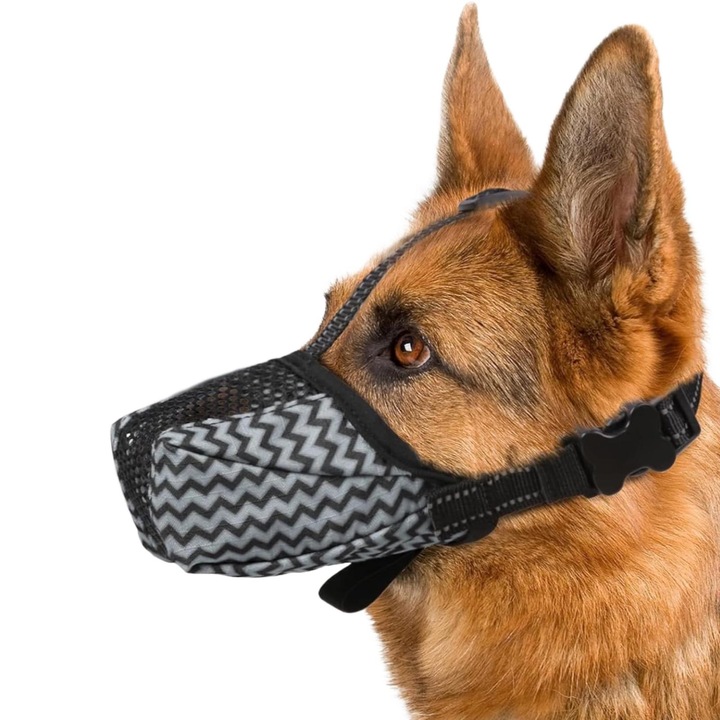 Botnita moale pentru caini, ajustabila, gri/albastru, 17x10x2.7cm, pentru caini de talie medie si mare