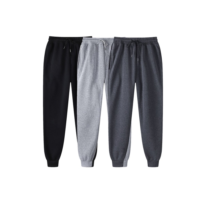 Set 3 Pantaloni Conici Cu Talie Elastica Pentru Antrenament, Axroad Mall, Tine de cald, Stil casual, Cu buzunar, Snur, Potrivit pentru primavara, toamna si iarna, Pentru fitness, drumetii si trekking, Poliester/Bumbac