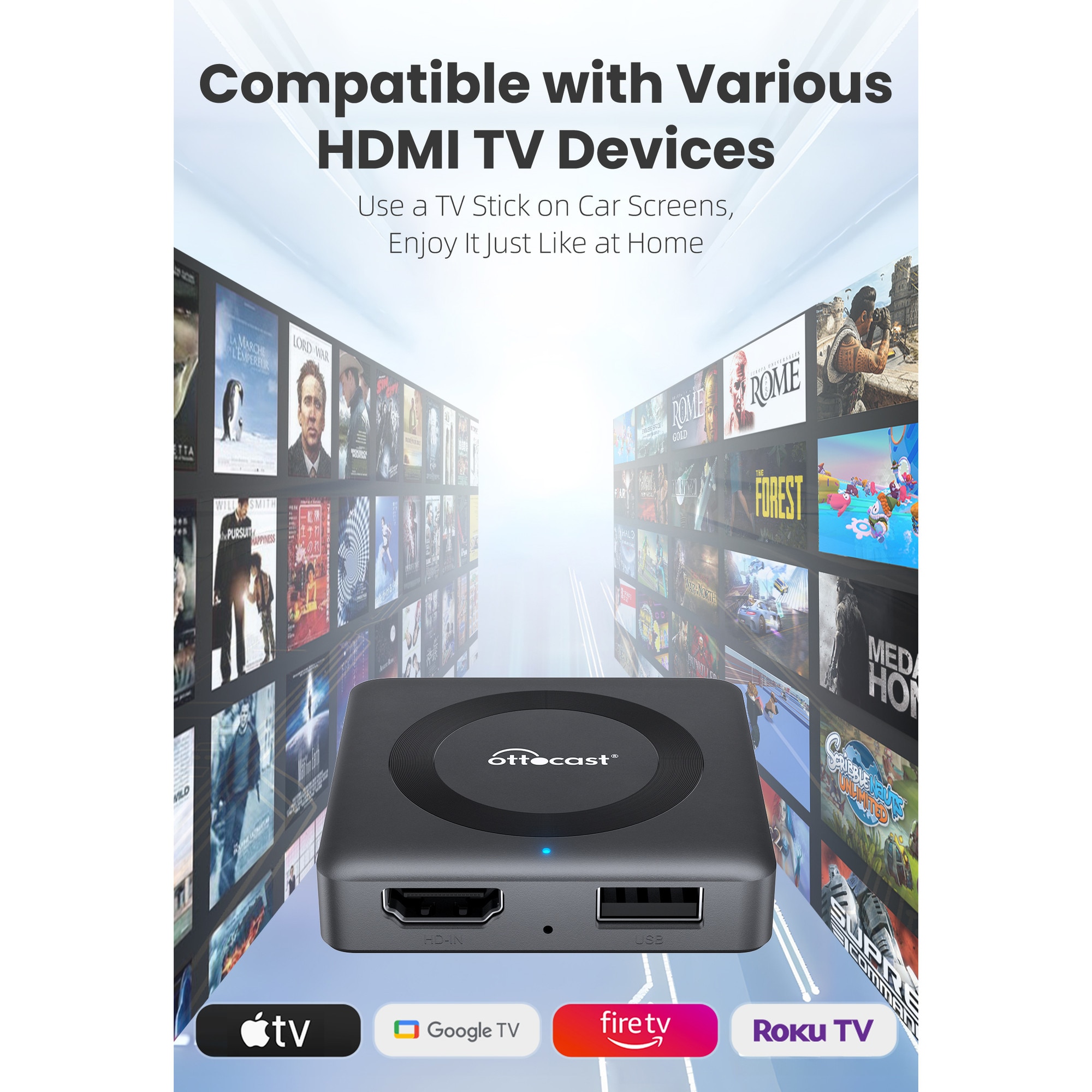 Adaptor Wireless CarPlay Ottocast Car TV Mate Pro, cu HDMI si