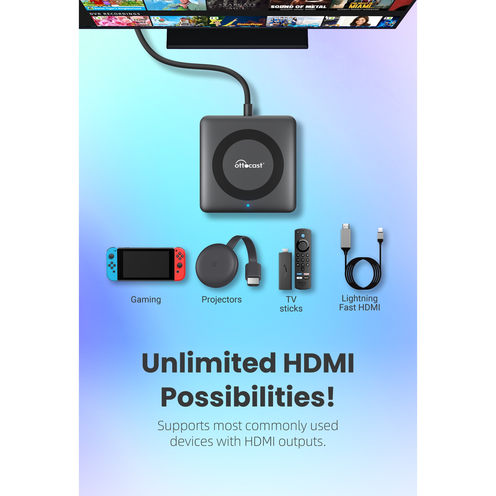 Adaptor Wireless CarPlay Ottocast Car TV Mate Pro, cu HDMI si