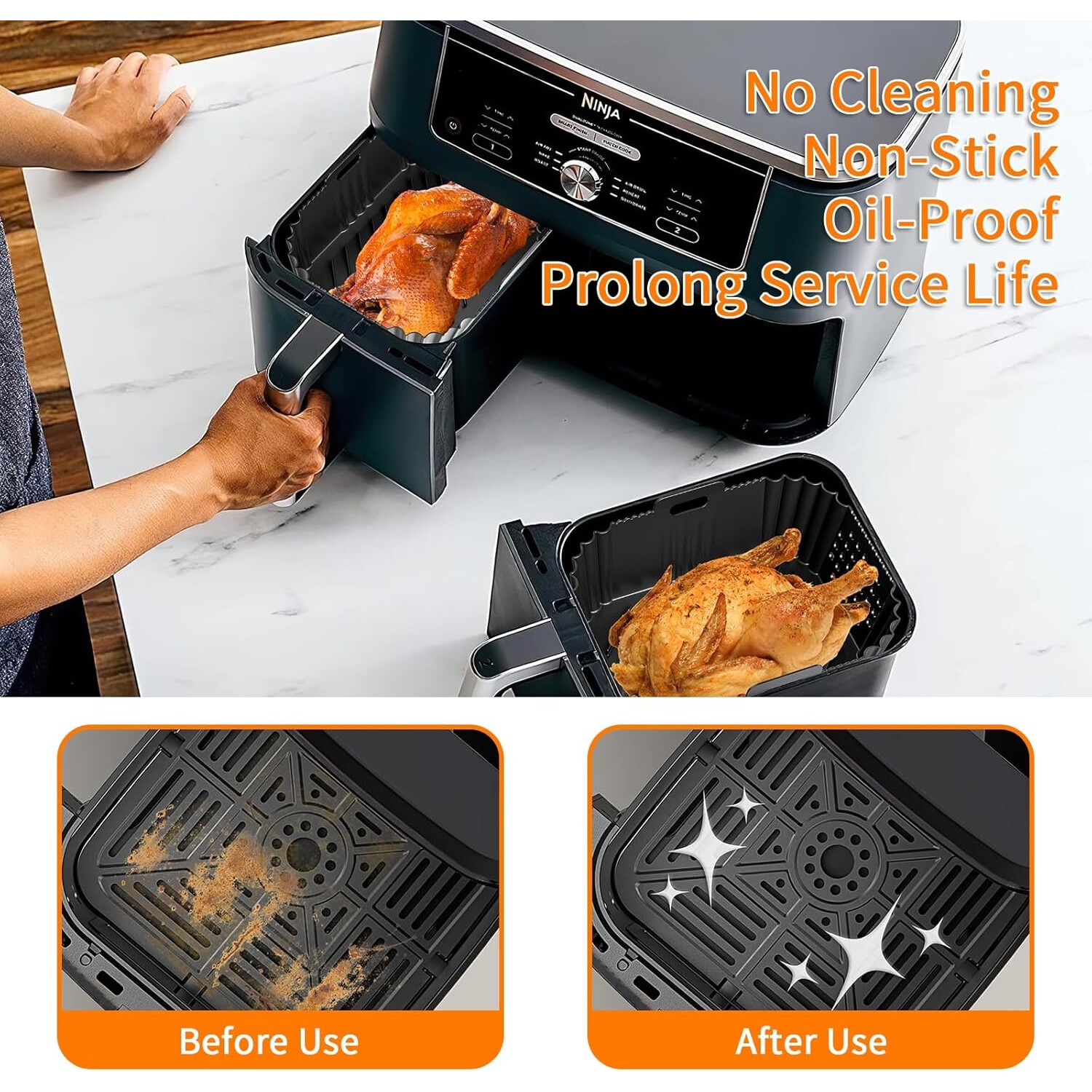 Paraspruzzi Per Ninja Double Stack XL - 2 Pezzi In Silicone Per Friggitrice Ad Aria