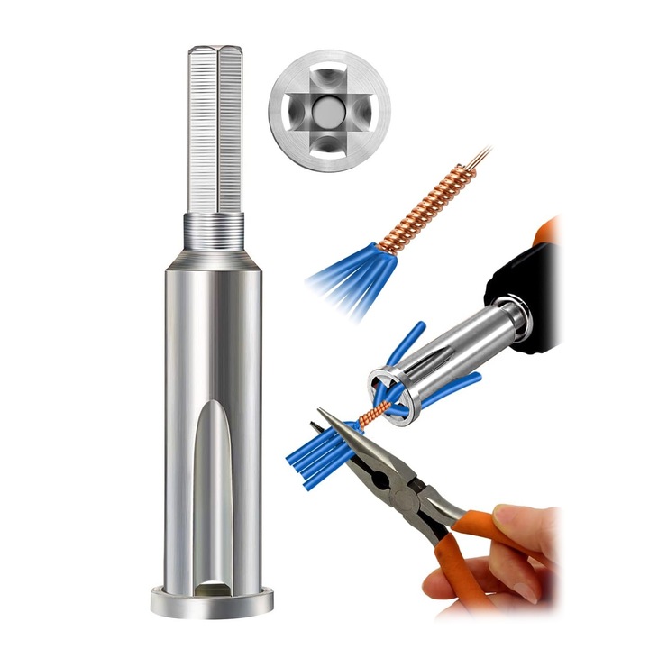 Adaptor pentru dezizolat si imbinat fire pentru bormasina, Potrivit pentru unelte electrice sau de mana, 2/3/4/5 linii, potrivite pentru 2, 5 linii patrate