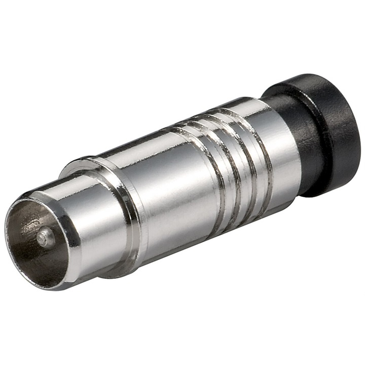 Conector de compresie pentru montare pe cabluri coaxiale, metal, 7mm, argintiu