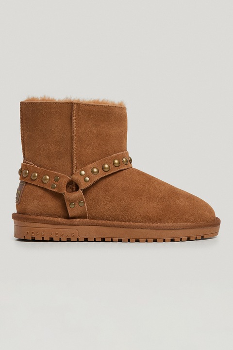 Pepe Jeans London, Ghete slip-on de piele intoarsa, Caramel