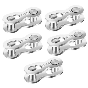 Set 5 Zale Pentru Lant Bicicleta, Hggzeg, 6/7/8 Viteze, Cu cutie, Usor de instalat si indepartat, Rezistent la uzura, Reutilizabile, Metal, Argintiu