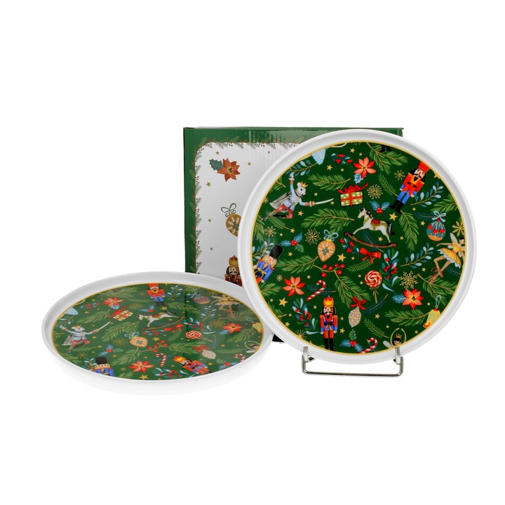 Set de 2 farfurii de portelan pentru desert, in cutie, Spiritul Craciunului