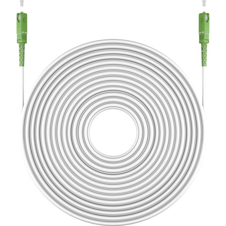 Cablu fibra optica, 20m, Alb/Verde