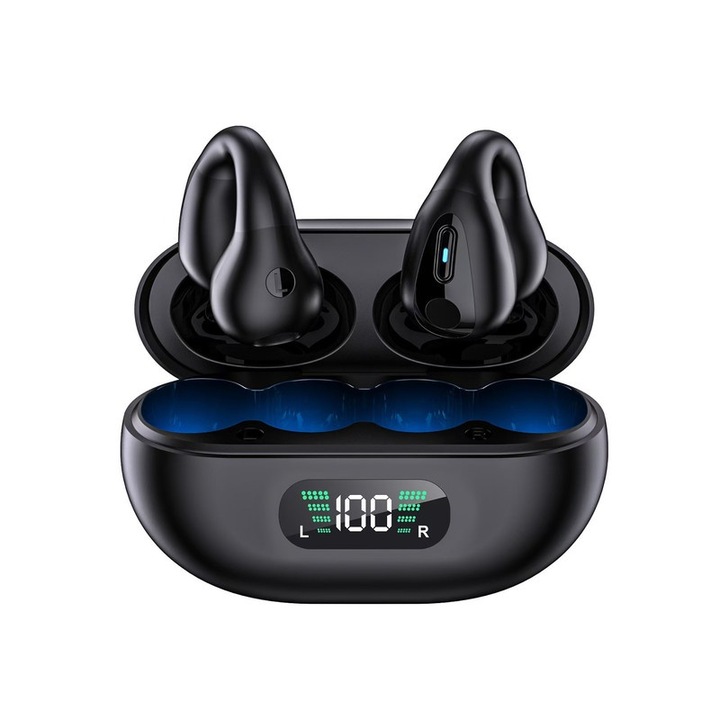 Vezeték nélküli fülhallgató, Bluetooth 5.3, 300mAh, fekete