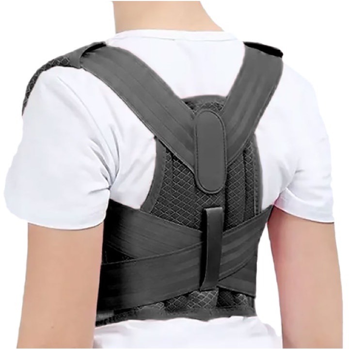 Corector de postura ortopedic pentru copii, FanFox™, design ergonomic, ajustabil, Negru, M