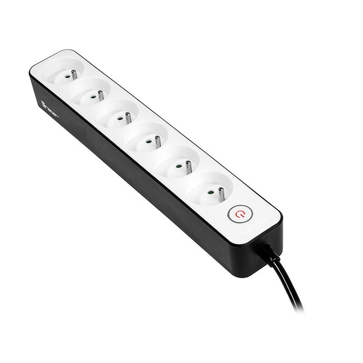 Prelungitor TRACER Zebra 1.5m, 6 prize, protectie copii, intrerupator automat