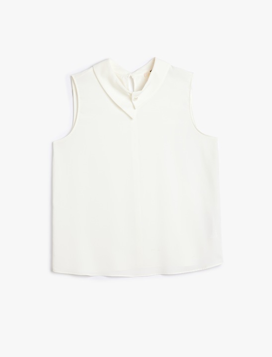 KOTON, Блуза без ръкави с набирания, Мръснобял, 36