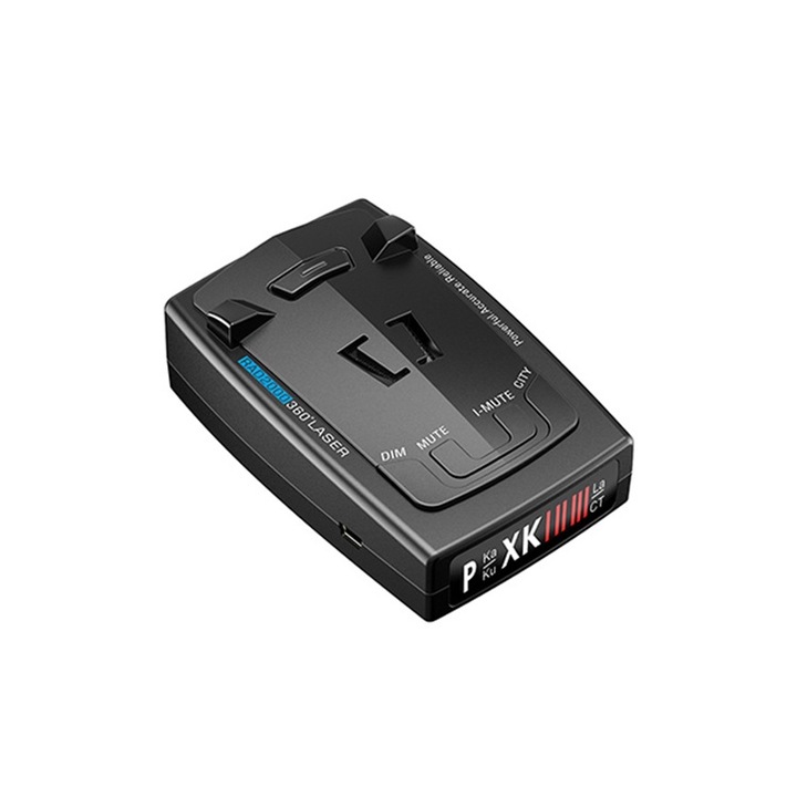 Радар детектор Rqiurpn, многолентов, черен, 12V, 360 градуса, RAD2000, LED екран, За всички видове радари и нови радарни пушки