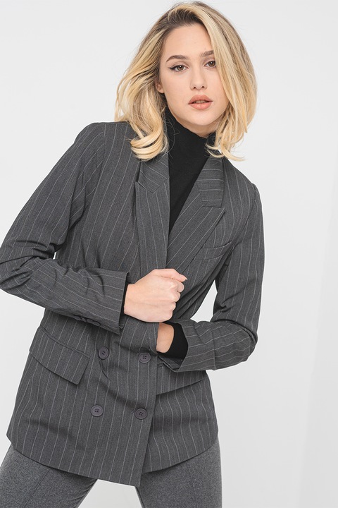 Stefanel, Sacou cu doua randuri de nasturi, Gri inchis